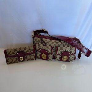 Burgundy Coach purse and matching wallet